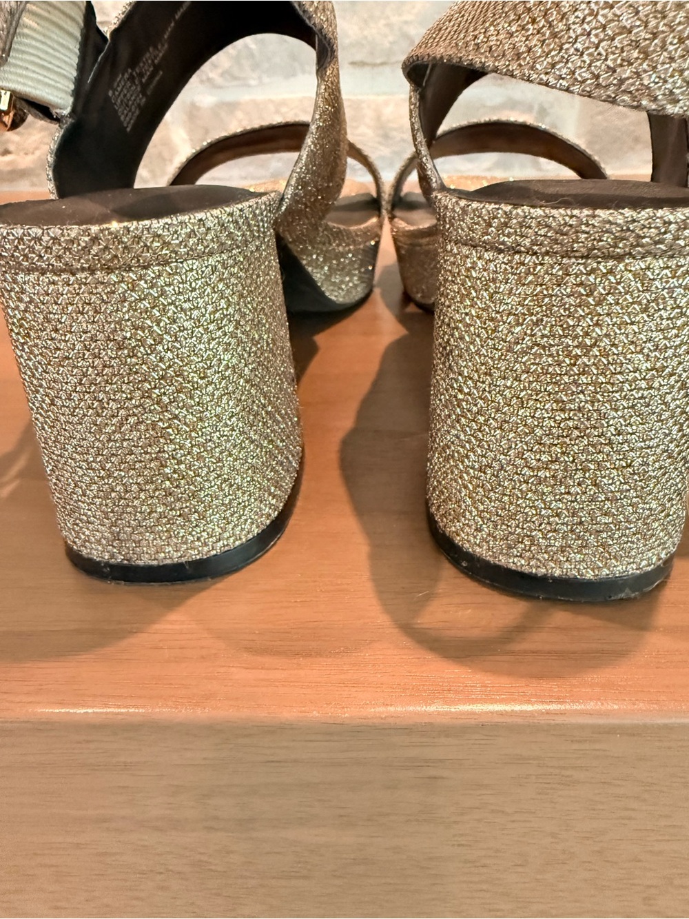 AEROSOLES Metallic Champagne Block Heel Sandals - Picture 6 of 8